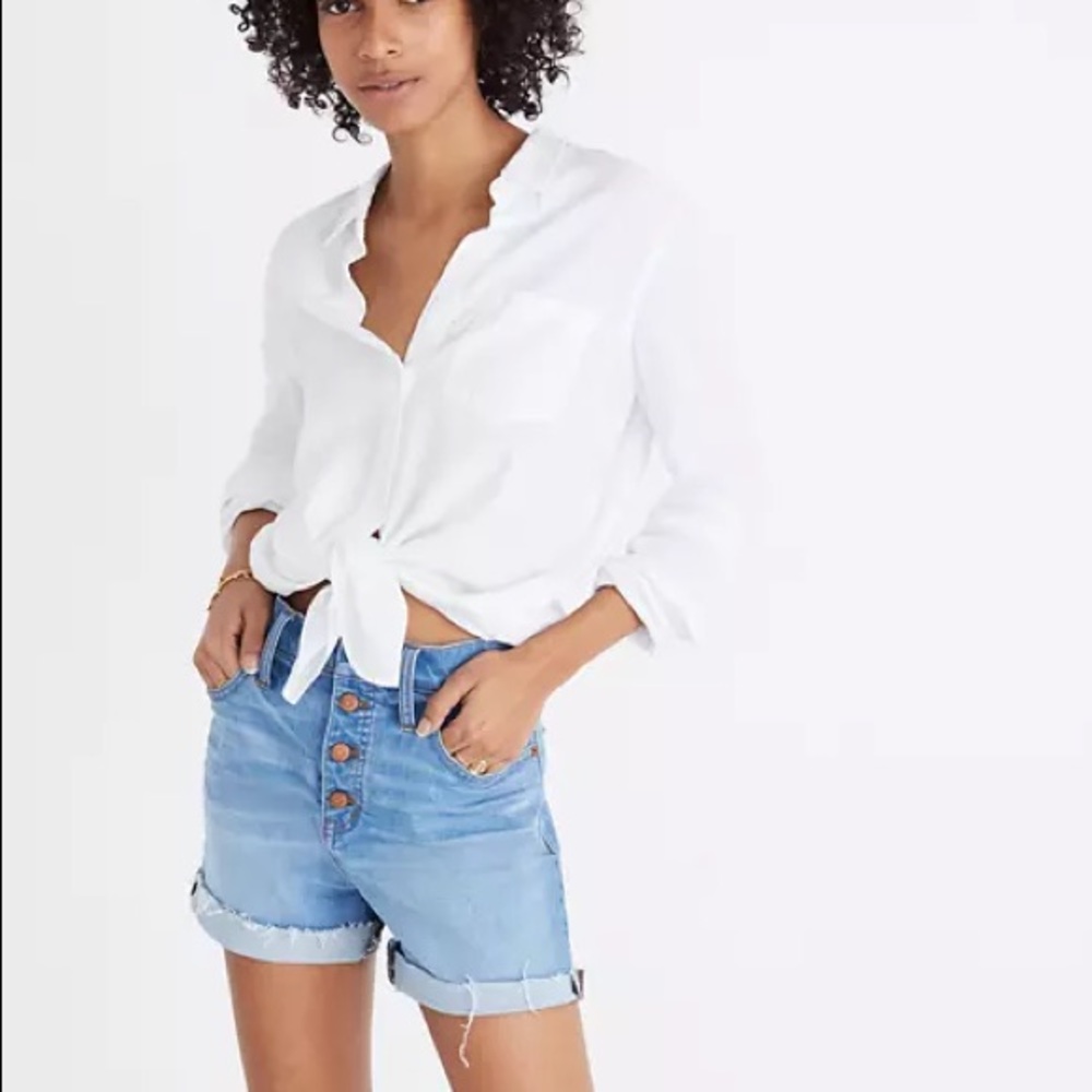 Madewell High-Rise Denim Shorts Button-Front 24